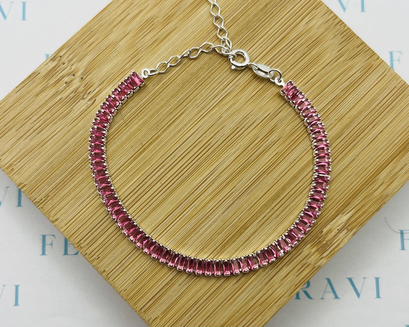 Pulsera Cristal Ambar Rosada - 21cm