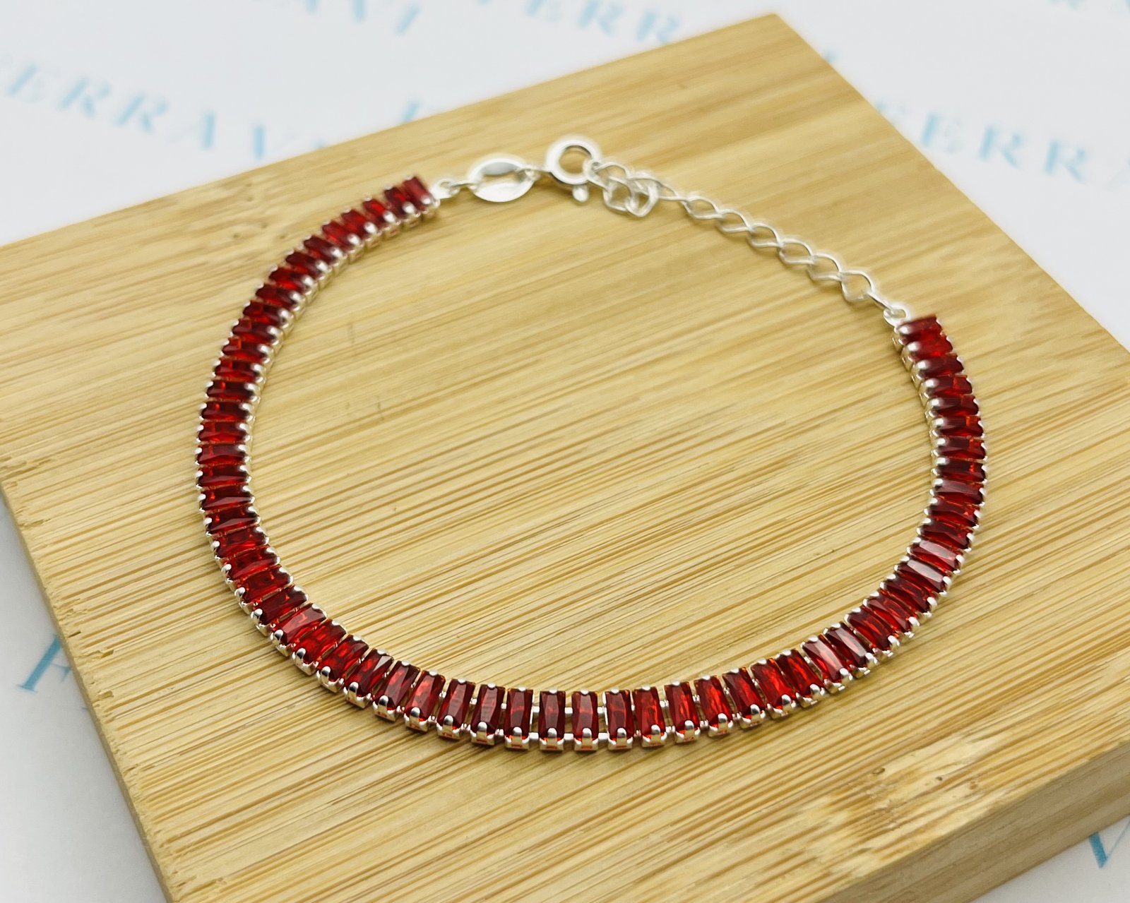 Pulsera Cristal Ambar Roja - 22cm
