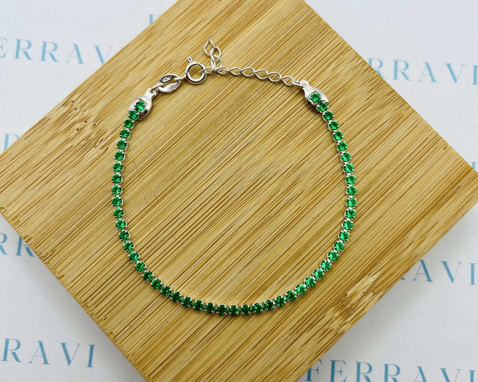 Pulsera Tennis Cristal Verde - 22cm