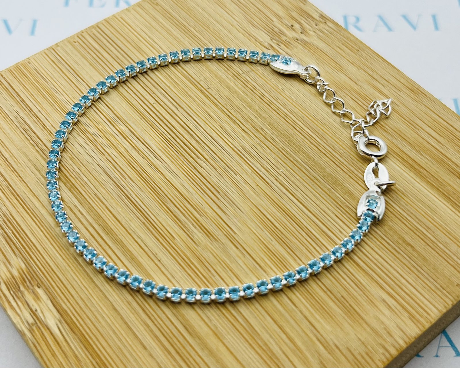 Pulsera Tennis Cristal Celeste - 22cm