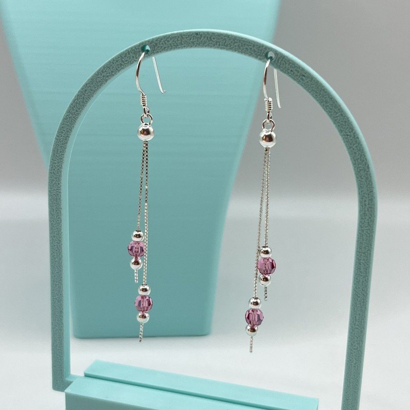 Aros Colgantes Esfera Doble Rosada - 7cm