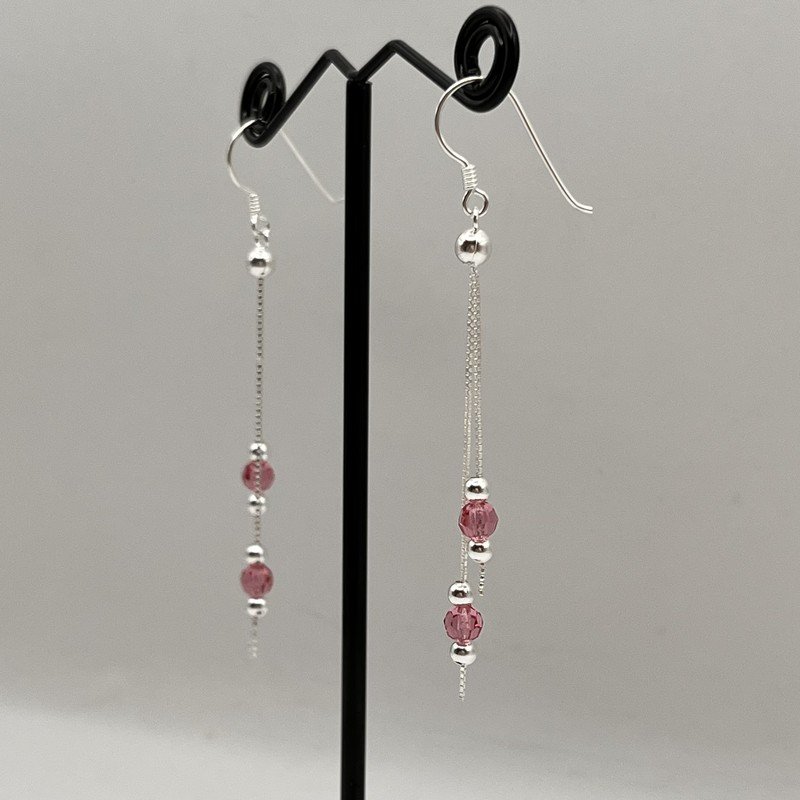 Aros Colgantes Esfera Doble Rosada