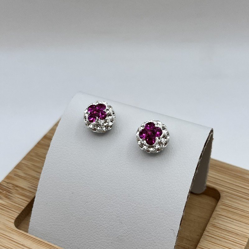 Aros Flor Circon Rosados y Blancos