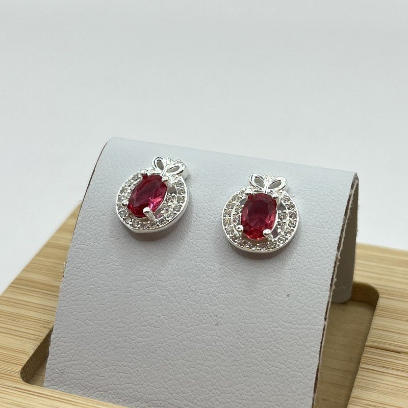 Aros Coquette Circón Rojo - 1.5cm