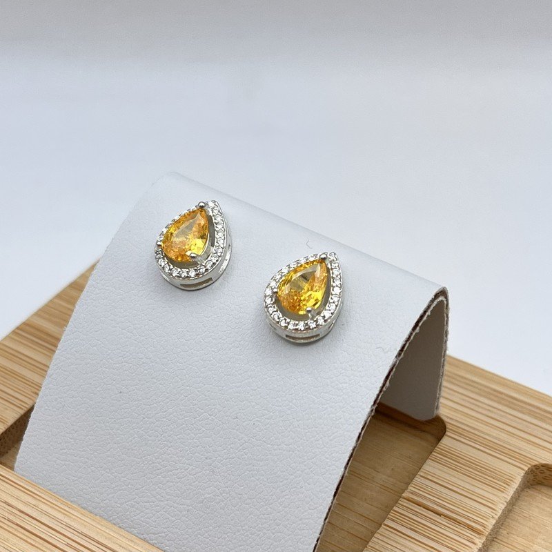 Imagen de Aros Gota Circón Amarillo y Blancos