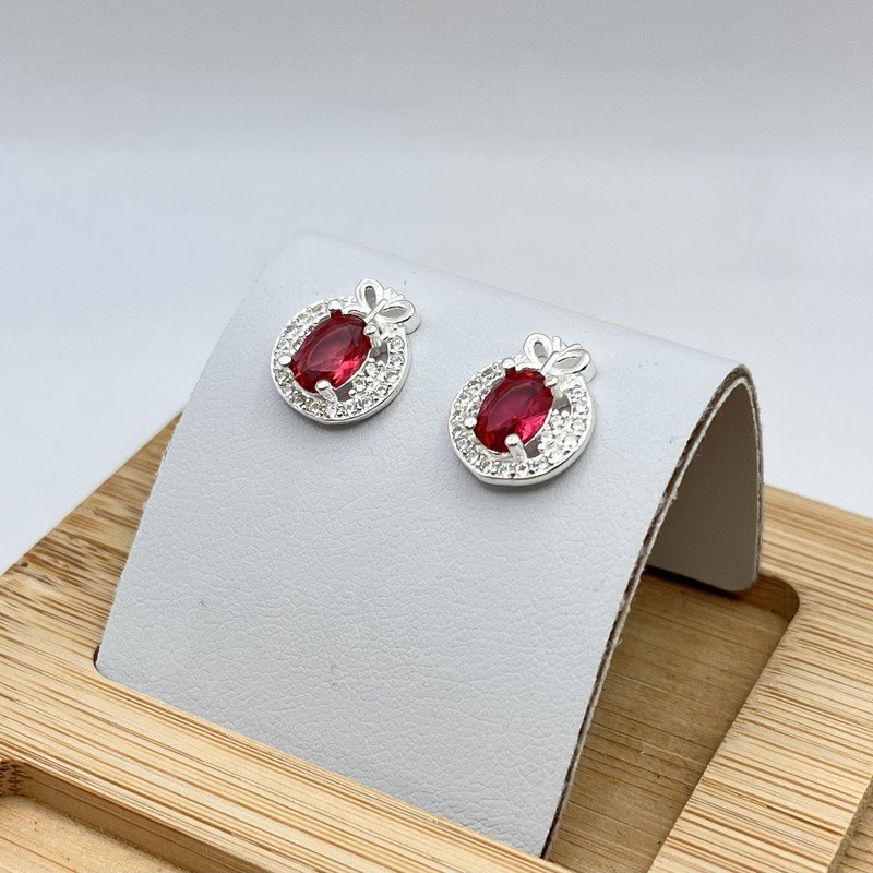 Aros Coquette Circón Rojo