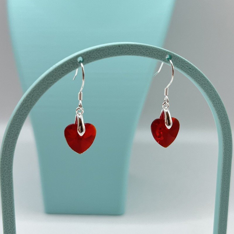 Imagen de Aros Corazón Cristal Swarovski Rojo - 3cm