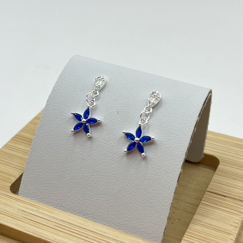 Aros Flor Circones Zafiro - 1.7cm