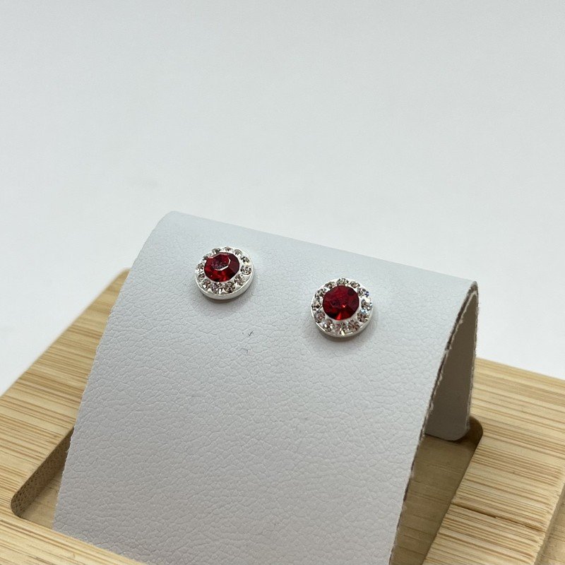 Aros Strass Cristal Hecho Con Swarovski Rojo - 5mm