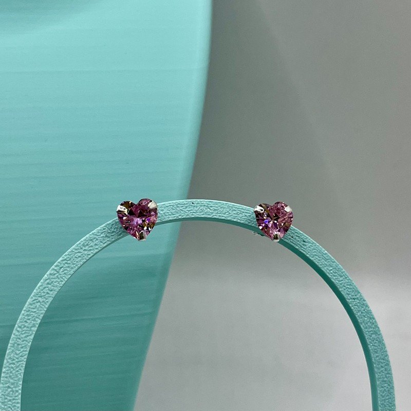 Aros Corazón Circón Rosa Francia 8mm