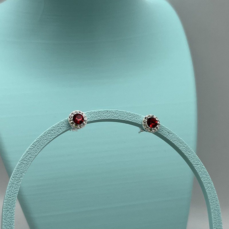 Imagen de Aros Strass Cristal Hecho Con Swarovski Rojo