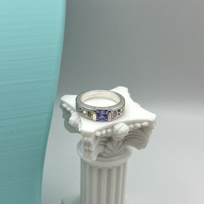 Anillo Arcoiris Con Cristal Colores