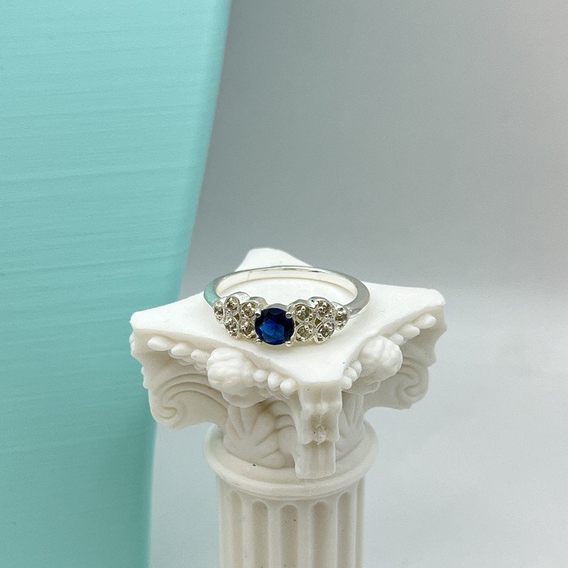 Anillo Flor Cristal Azul Con Circones