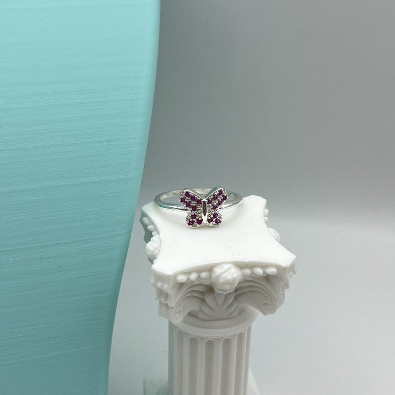 Anillo Mariposa Con Circones Rosados y Blancos