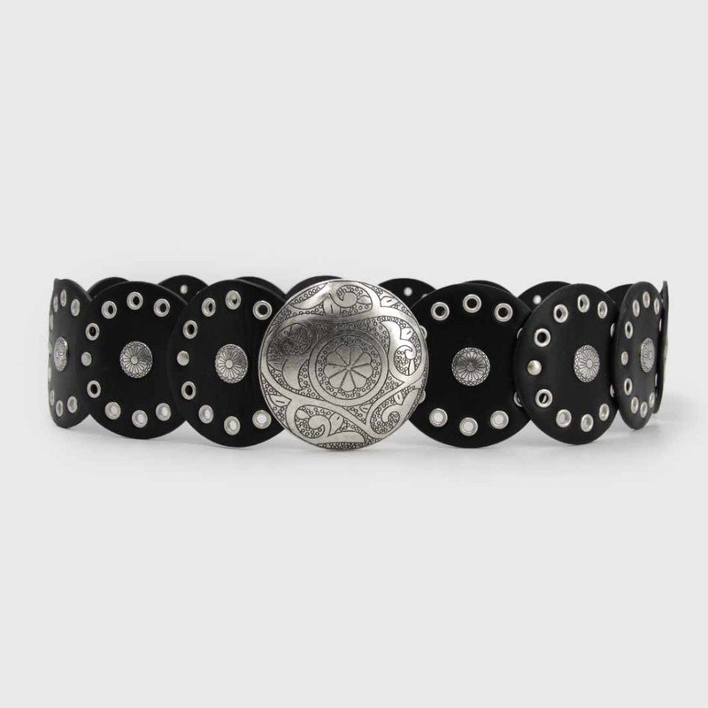 Cinturón Negro con Hebilla Redonda