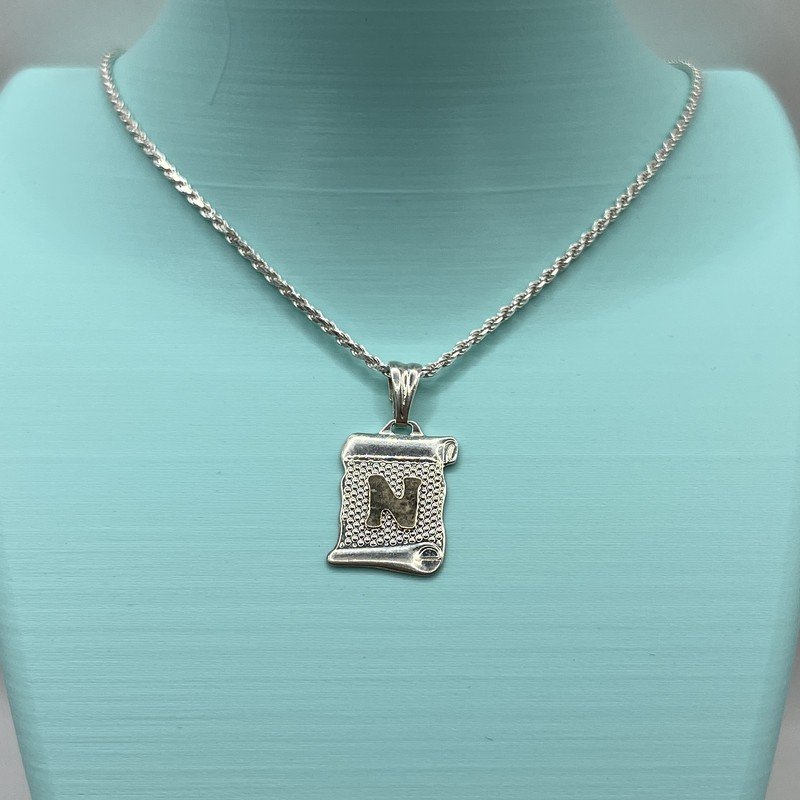 Conjunto Tourbillon Letra N Plata Con Oro