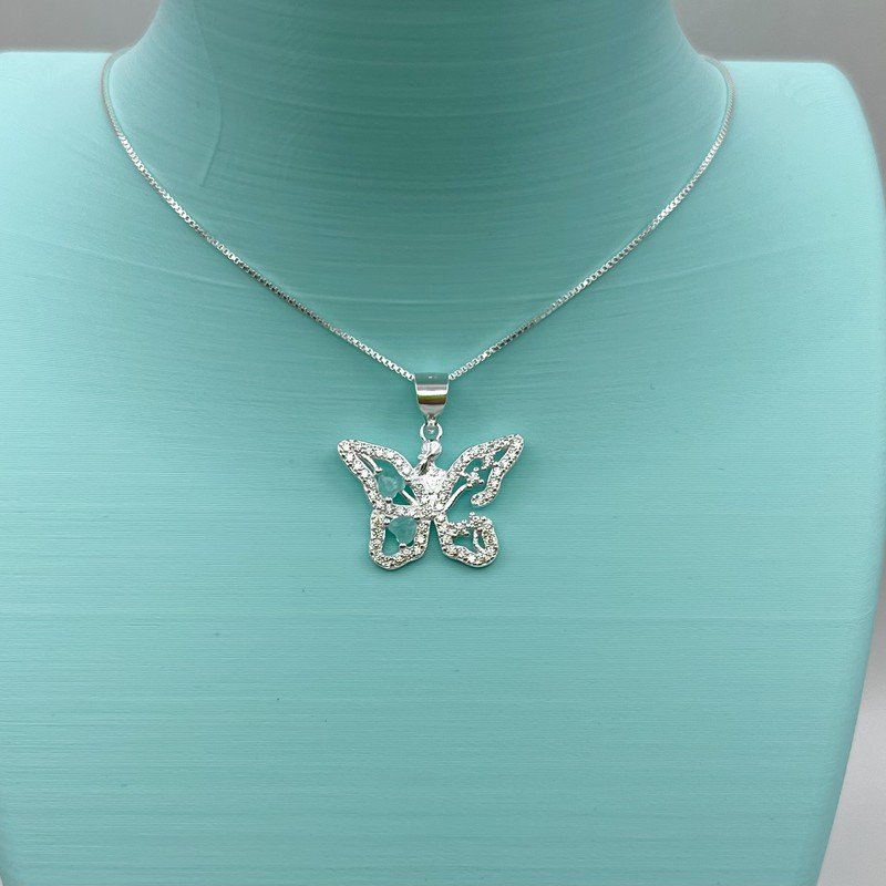 Conjunto Mariposa Corazones Turqueza Con Circones