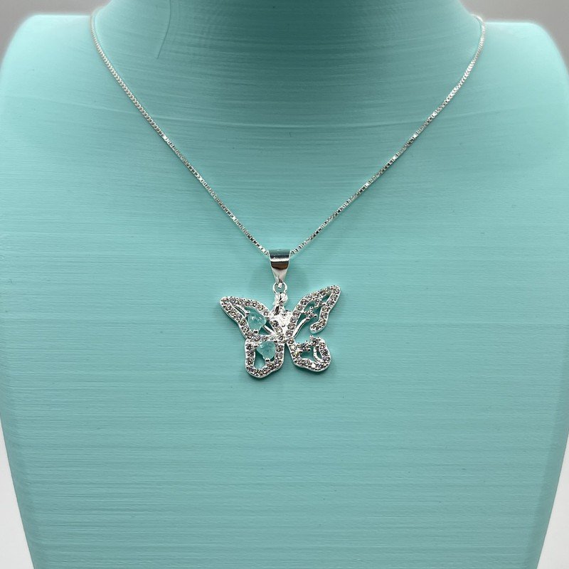 Conjunto Mariposa Corazones Turqueza Con Circones