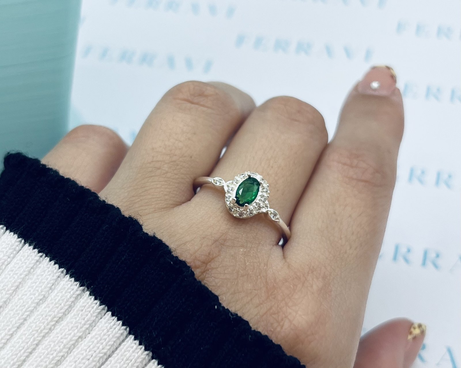 Imagen adicional 1 de Anillo Cleopatra Circón Verde