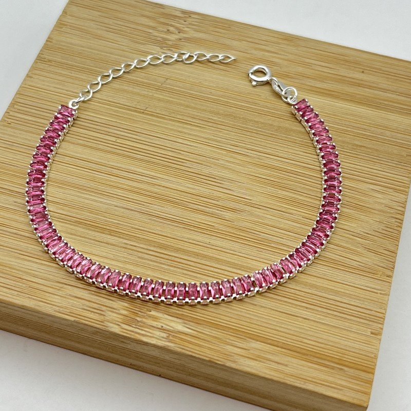 Pulsera Cristal Ámbar Rosada 5mm