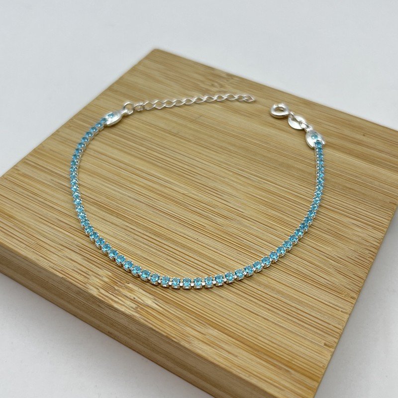 Pulsera Cristal Ámbar Fina Celeste 5mm