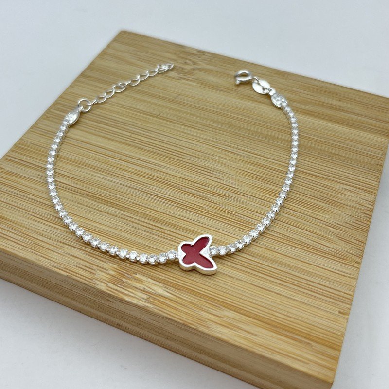 Pulsera Mariposa Rojo 2mm